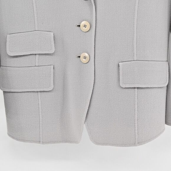 ST JOHN Jacket Womens Sz 10 Gray Wool Blazer Single Breasted Sewn By Hand Office - Picture 3 of 14